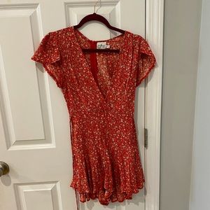 Princess Polly Red Floral Romper